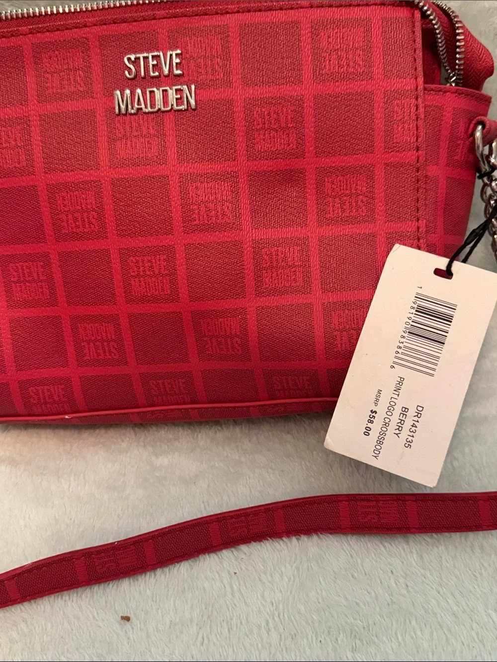 Steve Madden Red Logo-Print Crossbody Purse